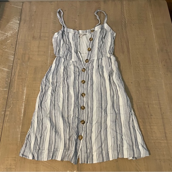 LOFT Dresses & Skirts - LOFT Button Down Striped Flare Dress
